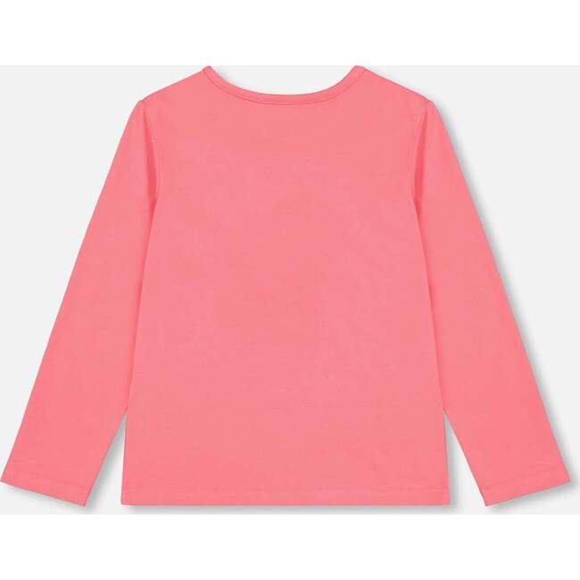 Floral Print Embroidered Long Sleeve T-Shirt, Coral - T-Shirts - 2