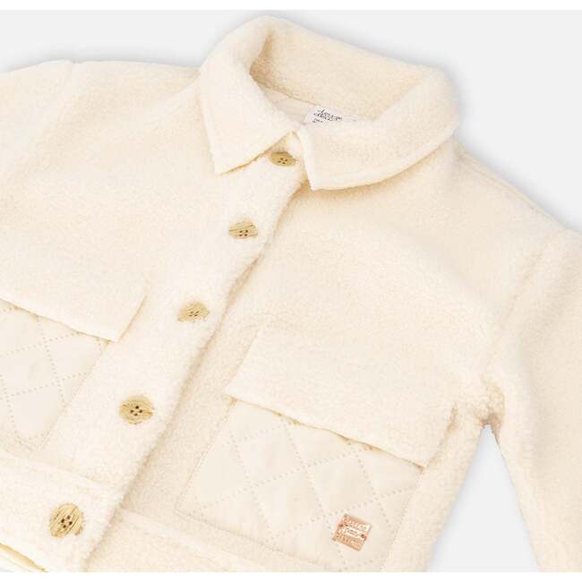 Quilted Pocket Sherpa Jacket, Off-White - Jackets - 5