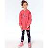 Flowery Unicorn Print Brushed Jersey Leggings, Navy - Leggings - 3