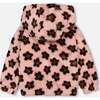 Floral Print Faux Fur Hooded Jacket, Pink & Brown - Jackets - 3