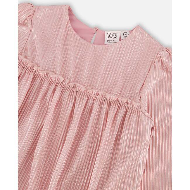 Pleated Lame Fabric Loose Dress, Sparkling Rose - Dresses - 5