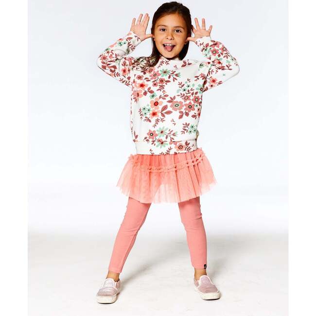 Floral Print Fleece Hoodie, Off-White - Sweatshirts - 3