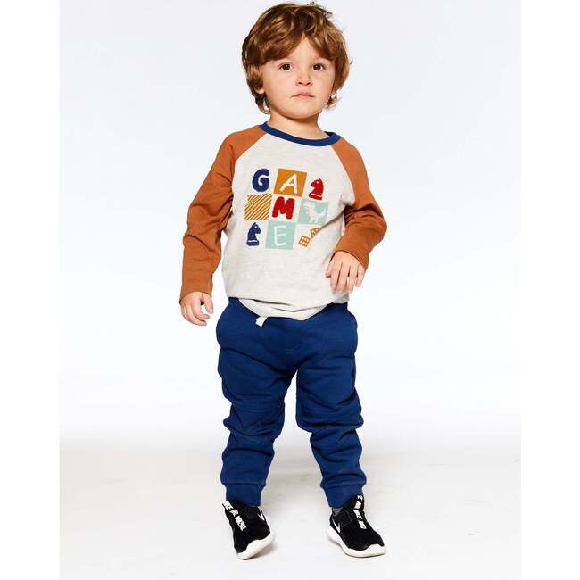 Fleece Drawstring Sweatpants, Indigo Blue - Sweatpants - 2