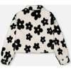 Floral Print Faux Fur Jacket, Off-White & Black - Jackets - 4