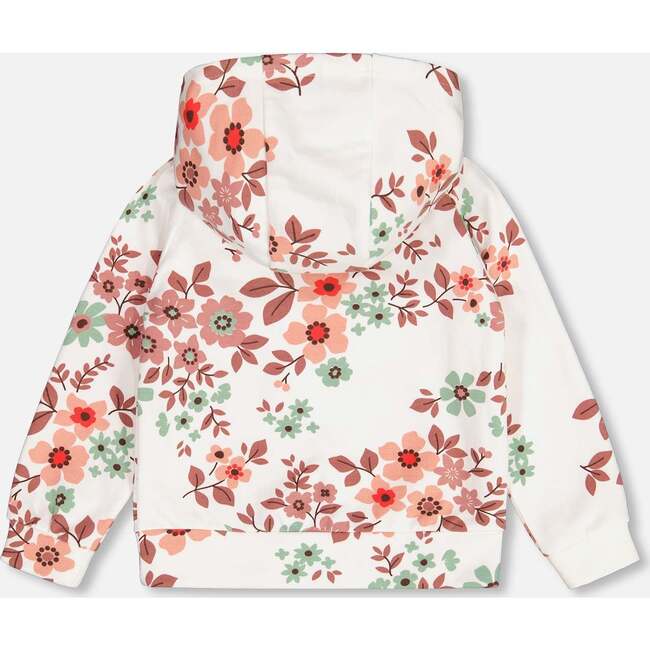 Floral Print Fleece Hoodie, Off-White - Sweatshirts - 4