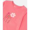 Floral Print Embroidered Long Sleeve T-Shirt, Coral - T-Shirts - 3