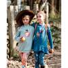 Fawns & Apples Print Brushed Jersey Leggings, Teal Blue - Leggings - 2