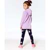 Flowery Unicorn Print Brushed Jersey Leggings, Navy - Leggings - 4