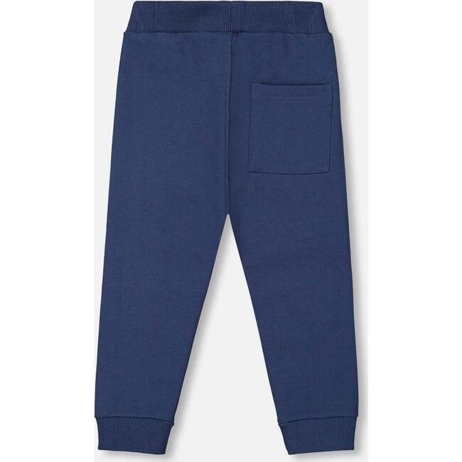 Fleece Drawstring Sweatpants, Indigo Blue - Sweatpants - 3