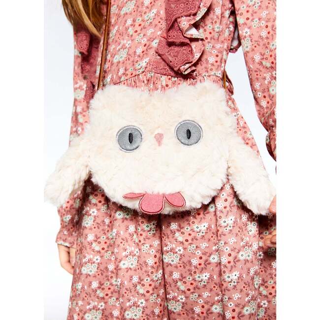 Faux Fur Owl Bag, Off-White