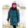 Faux Fur Hooded Puffy Long Coat, Green - Jackets - 2