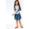 Fawns & Apples Print Brushed Jersey Skirt, Teal Blue - Skirts - 2