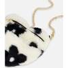 Floral Print Faux Fur Shoulder Bag, Off-White & Black - Bags - 5