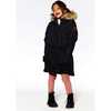 Faux Fur Hooded Puffy Long Coat, Black - Jackets - 2