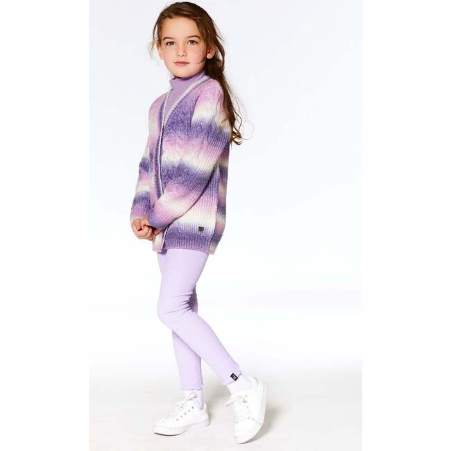 Knit Cable Long Cardigan, Lavender Gradient