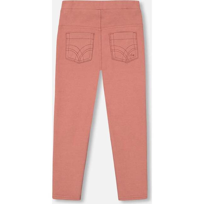 Knee Patch Fleece Treggings, Pink Cinnamon - Leggings - 3