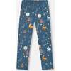 Fawns & Apples Print Brushed Jersey Leggings, Teal Blue - Leggings - 4