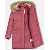 Faux Fur Hooded Puffy Long Coat, Burgundy - Jackets - 4