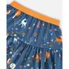 Fawns & Apples Print Brushed Jersey Skirt, Teal Blue - Skirts - 4