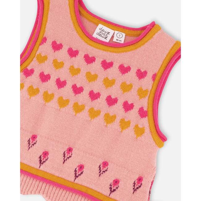 Knit Jacquard Vest, Powder Pink - Vests - 4
