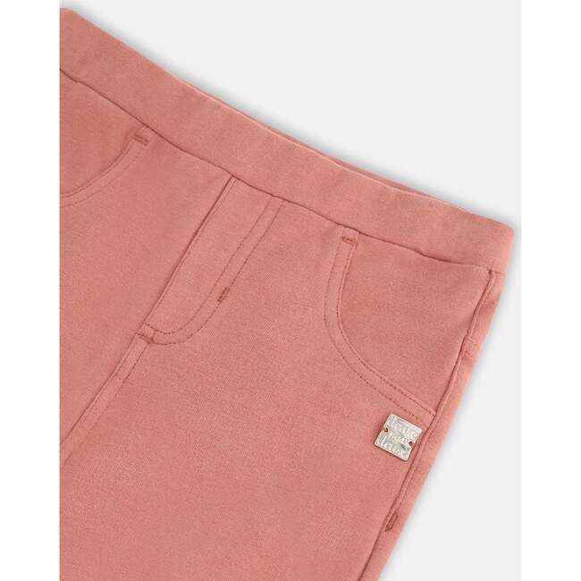 Knee Patch Fleece Treggings, Pink Cinnamon - Leggings - 4