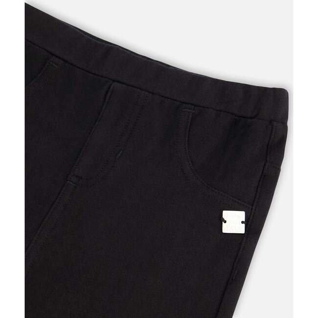 Knee Patch Fleece Treggings, Black - Leggings - 3