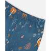 Fawns & Apples Print Brushed Jersey Leggings, Teal Blue - Leggings - 5
