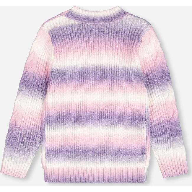 Knit Cable Long Cardigan, Lavender Gradient - Cardigans - 4