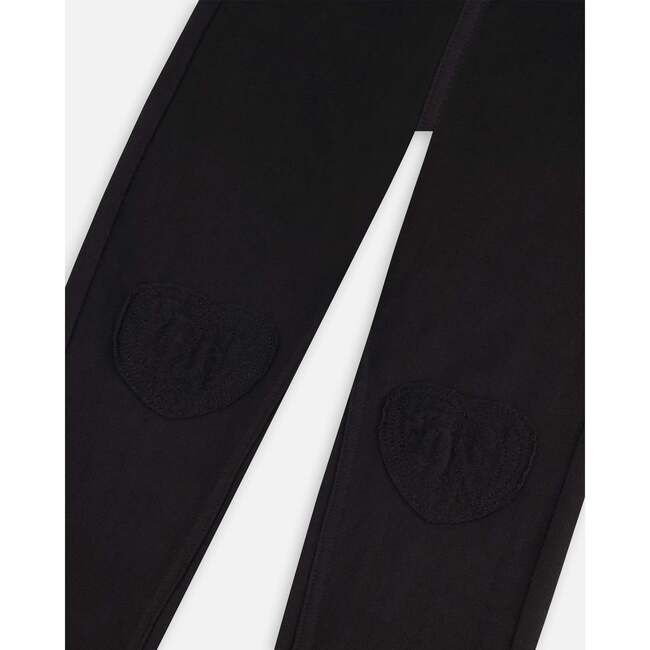 Knee Patch Fleece Treggings, Black - Leggings - 4