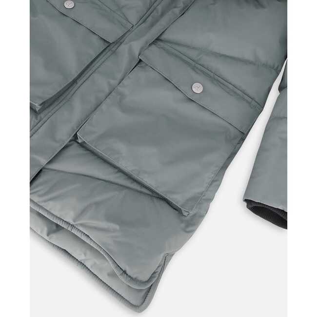 Faux Fur Hooded Puffy Long Coat, Green - Jackets - 6