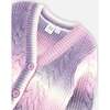 Knit Cable Long Cardigan, Lavender Gradient - Cardigans - 5
