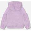 Faux Fur Hooded Kangaroo Pocket Top, Lavender - Sweatshirts - 3