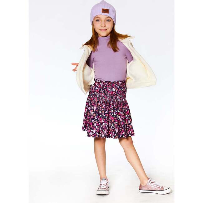 Ditsy Floral Print Woven Skirt, Dark Navy - Skirts - 2