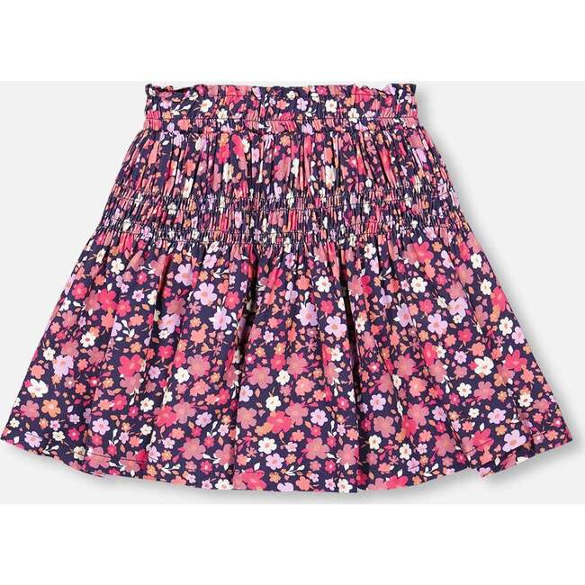 Ditsy Floral Print Woven Skirt, Dark Navy - Skirts - 3