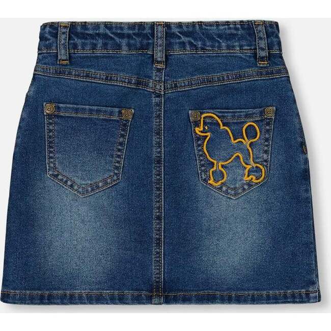 Embroidered Denim Skirt, Dark Blue - Deux par Deux Skirts | Maisonette