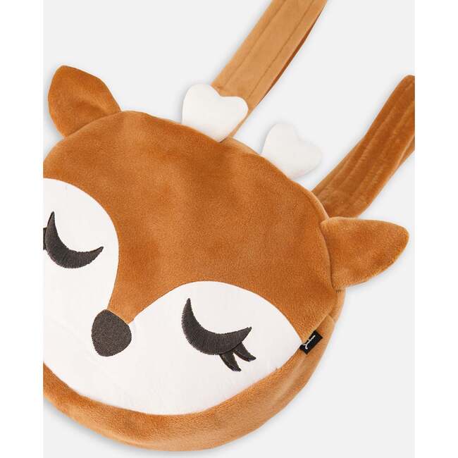 Embroidered Deer Face Velvet Backpack, Brown - Bags - 4
