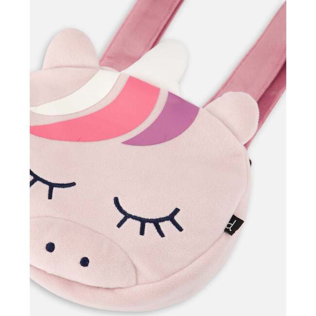 Embroidered Unicorn Face Velvet Backpack, Purple - Bags - 3
