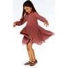 Chiffon Swiss Dot Heart Dress With Pleated Skirt, Pink Cinnamon - Dresses - 2