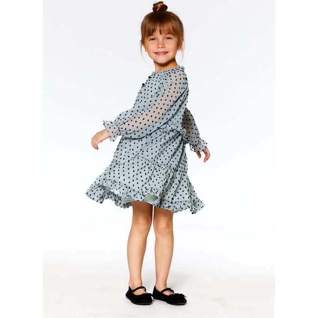Chiffon Swiss Dot Frilled Dress, Tea Green - Dresses - 2