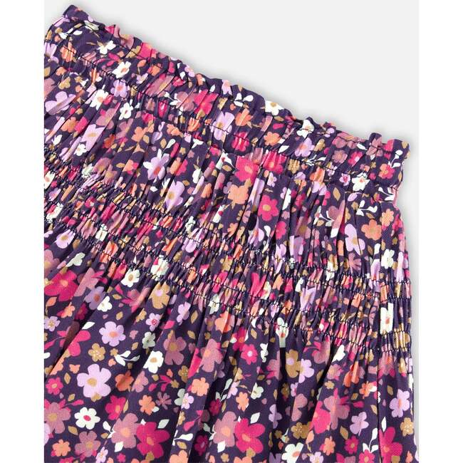 Ditsy Floral Print Woven Skirt, Dark Navy - Skirts - 4