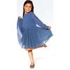 Chiffon Swiss Dot Heart Dress With Pleated Skirt, Old Blue - Dresses - 2