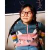 Cat Face Hooded Full Zip Knit Sweater, Sage Green & Rosette Pink - Sweaters - 2