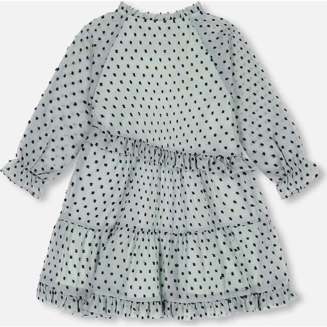 Chiffon Swiss Dot Frilled Dress, Tea Green - Dresses - 3