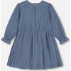Chiffon Swiss Dot Heart Dress With Pleated Skirt, Old Blue - Dresses - 3