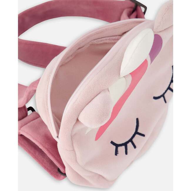 Embroidered Unicorn Face Velvet Backpack, Purple - Bags - 4
