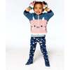 Cat Face Hooded Full Zip Knit Sweater, Sage Green & Rosette Pink - Sweaters - 3