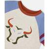Buffalo Head Print Raglan Sleeeve Jersey T-Shirt, Oatmeal Mix - T-Shirts - 4