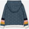 Cat Face Hooded Full Zip Knit Sweater, Sage Green & Rosette Pink - Sweaters - 4
