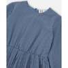 Chiffon Swiss Dot Heart Dress With Pleated Skirt, Old Blue - Dresses - 4