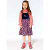 Bi-Material Ditsy Flower Print Embroidered Overall Dress, Dark Navy - Dresses - 2